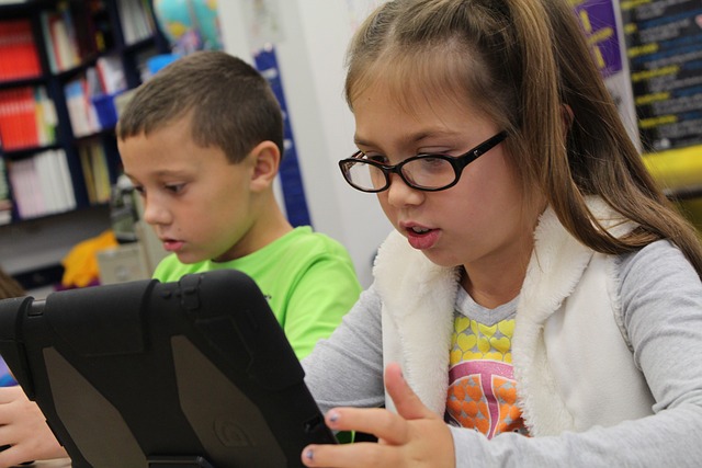 A child using tablet for study purpose