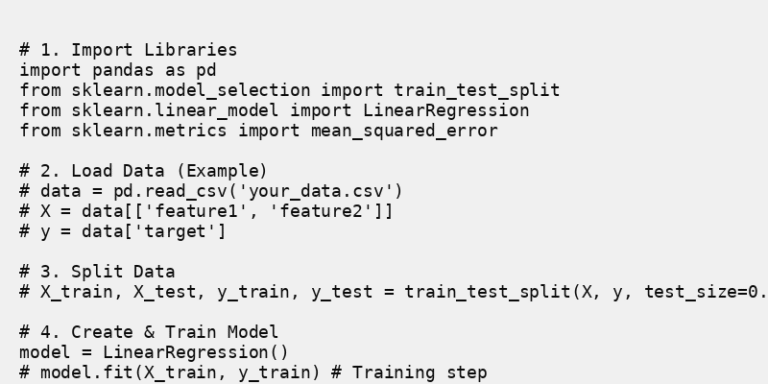 an image of python code showing ml model training coding part
